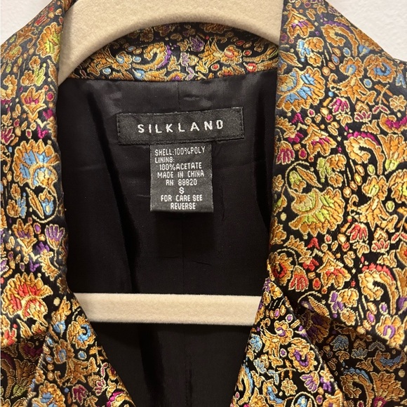 SilkLand Gold Black Office Shacket Jacket Floral Frenzy Blazer Statement Office - Picture 5 of 13